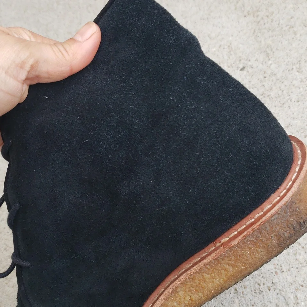 J Crew Suede Leather Lace Up Desert Chukka Ankle Boots Size 10 Black Neutral